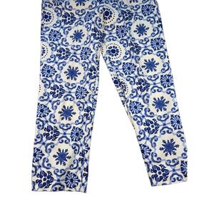 Talbots Crop Pants Women's Blue Print Heritage Chino Casual Stretch‎ Sz 8